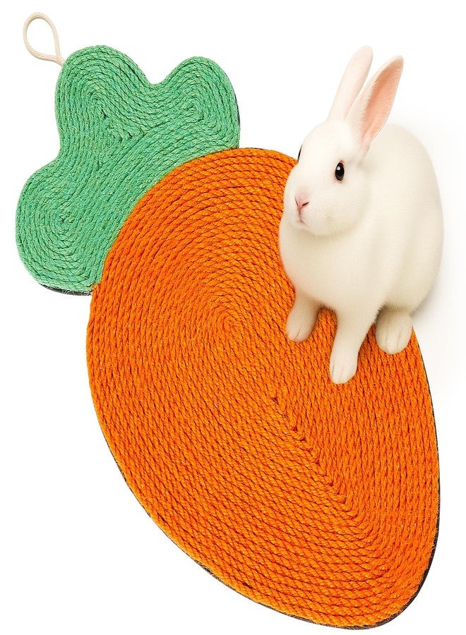 Maasechs Rabbit Scratching Pad, Natural Sisal Cat Bunny Scratcher Mats Cute Scratch Rug, Claws and Teeth Care for Biting Sleeping Nesting Small Animal Bedding Chew Toys Bed Play Toy(Carrots) - Image 1